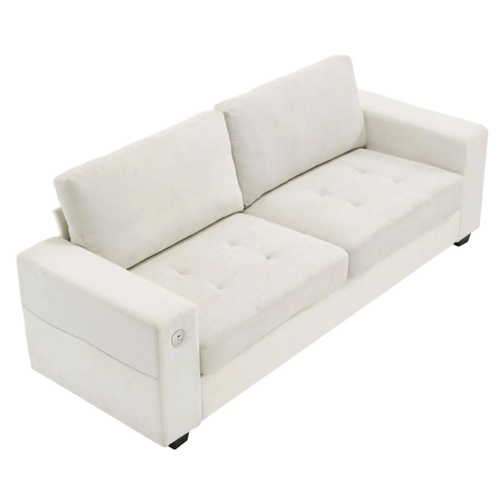 Three-Seater Two-Seat Sofa with USB Ports and Chenille Upholstery