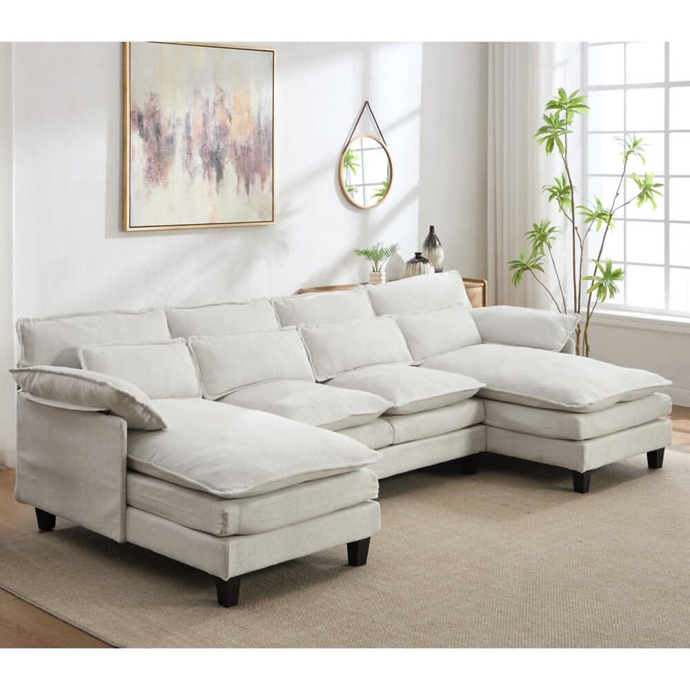 Modular Sofa with Chenille Upholstery and Customizable Configuration