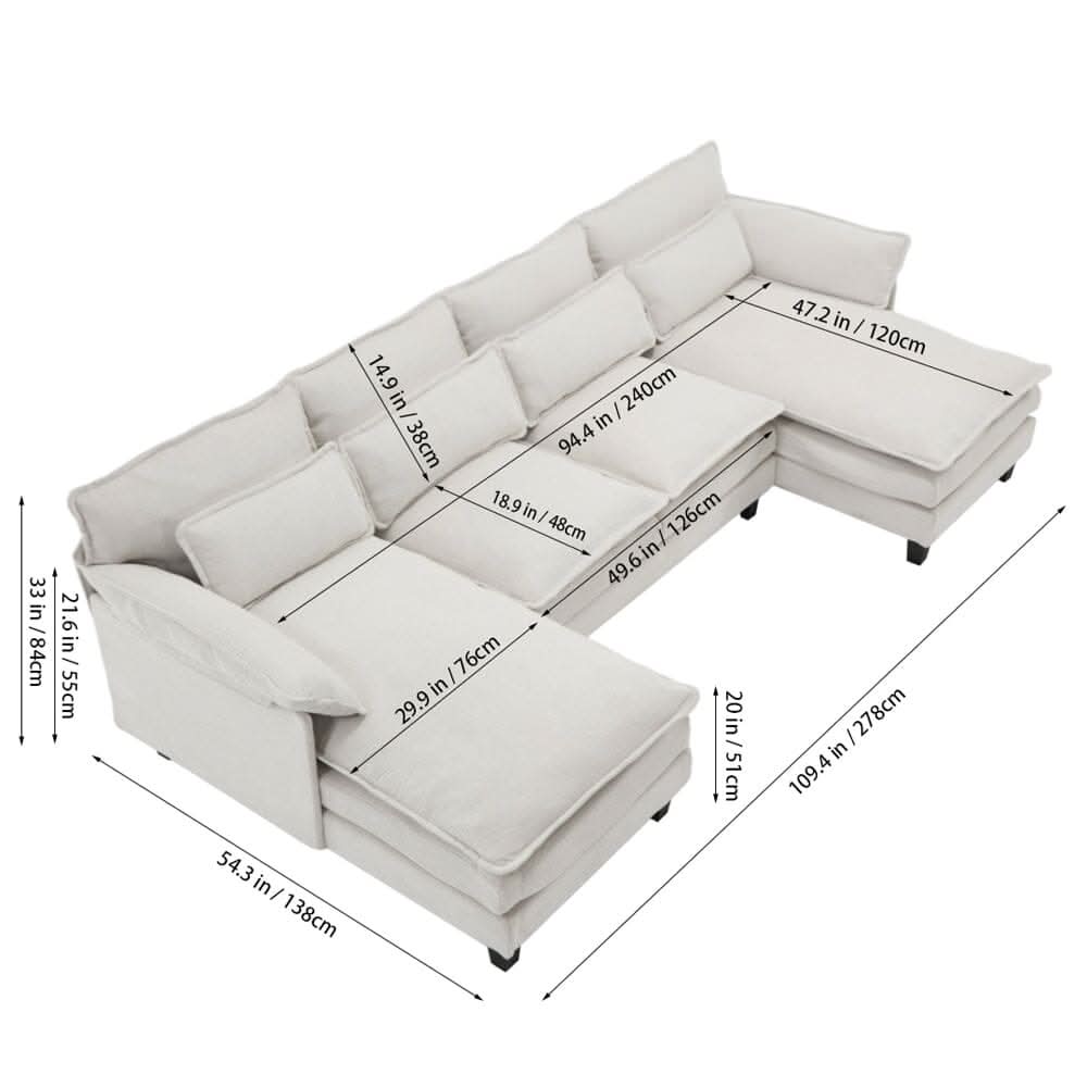 Modular Sofa with Chenille Upholstery and Customizable Configuration