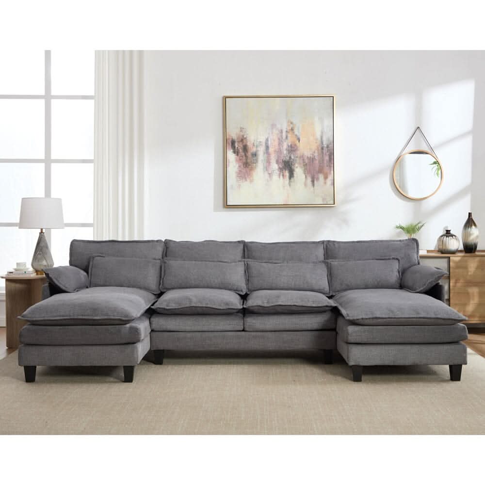 Modular Sofa with Chenille Upholstery and Customizable Configuration
