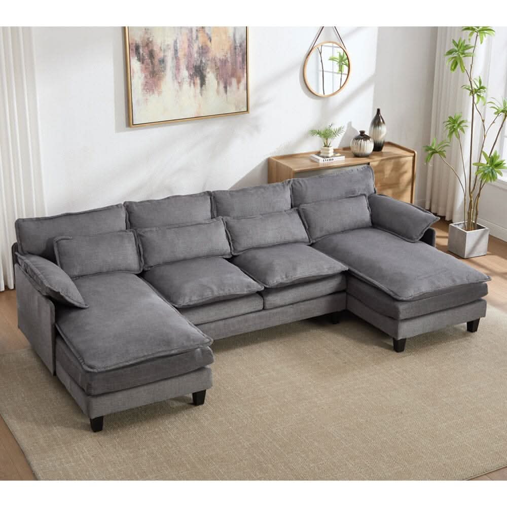 Modular Sofa with Chenille Upholstery and Customizable Configuration