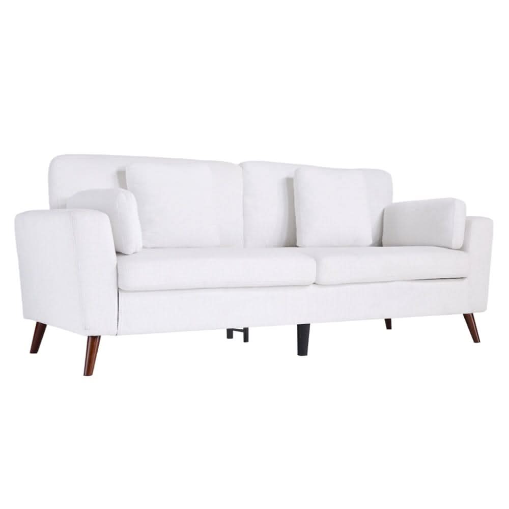 Two-Seater Sofa with Chenille Upholstery and Painted Wooden Legs