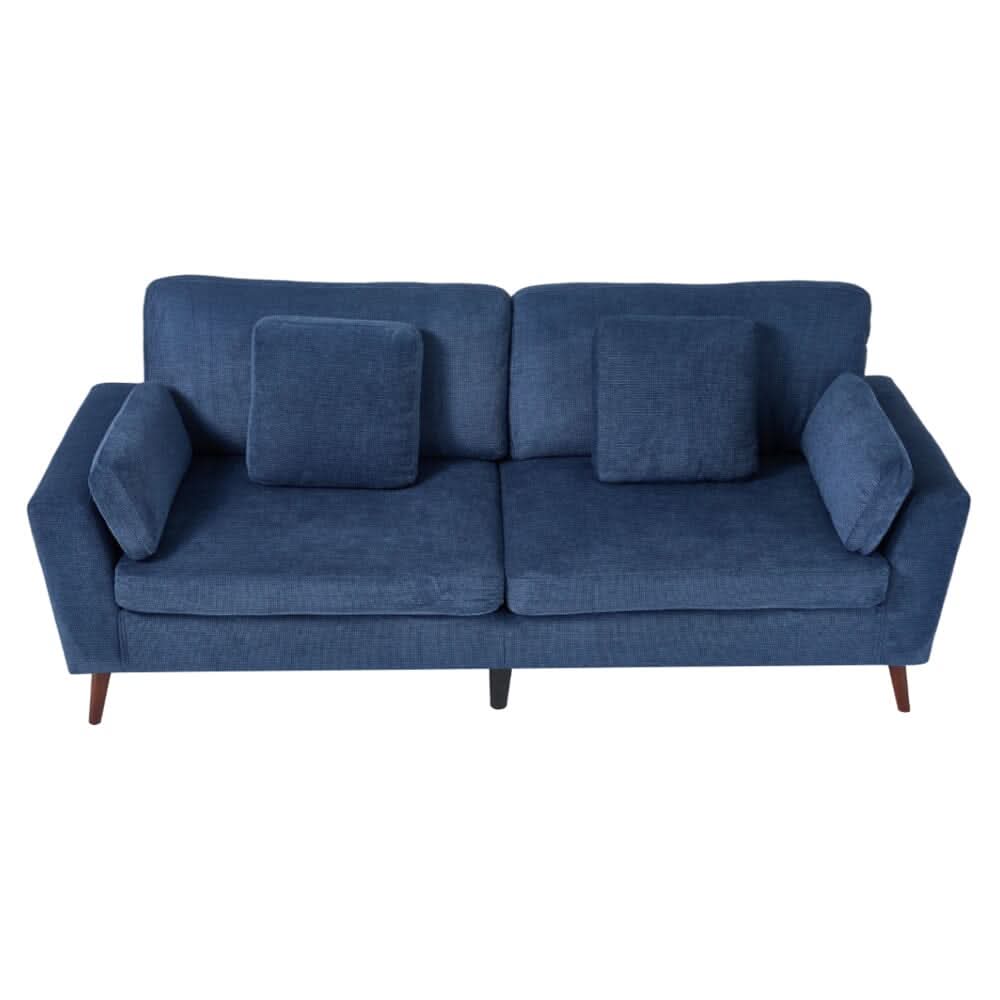 Two-Seater Sofa with Chenille Upholstery and Painted Wooden Legs