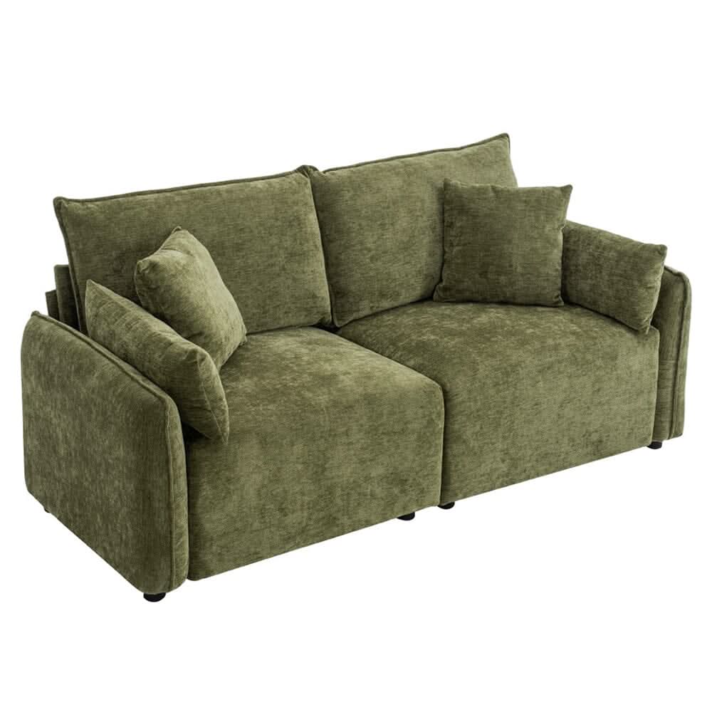 Chenille Wrapped Sofa with Pillows and Sturdy Metal Frame