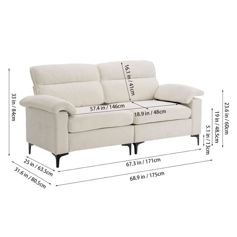 Chenille Sofa with Gold Plated Feet and Sturdy Metal Legs