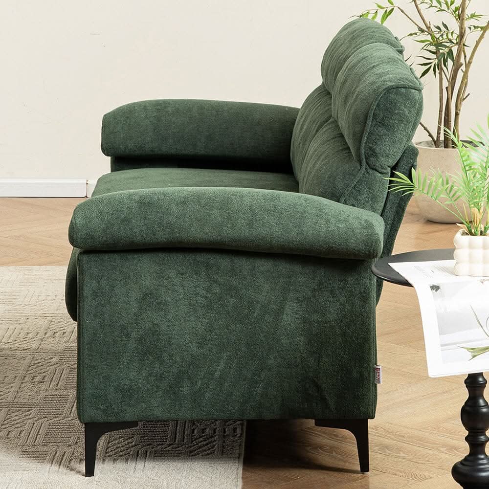 Chenille Sofa with Gold Plated Feet and Sturdy Metal Legs