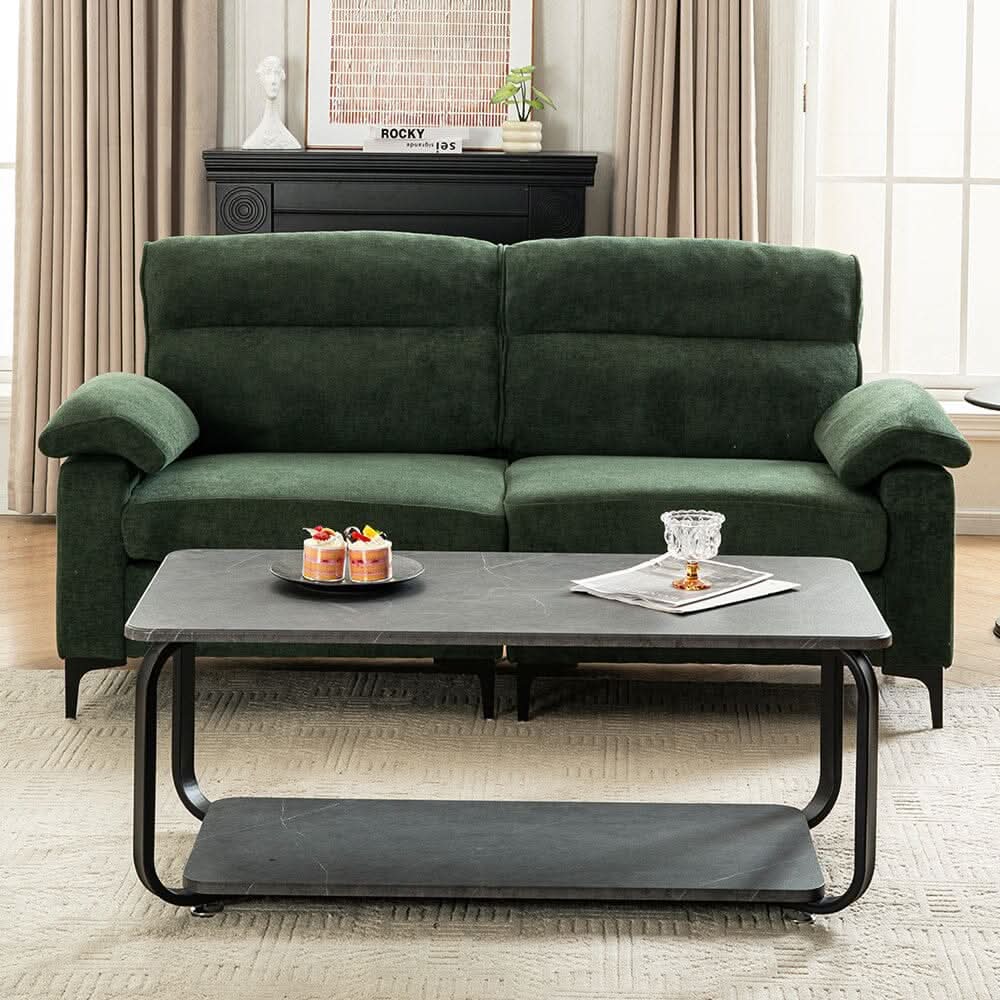 Chenille Sofa with Gold Plated Feet and Sturdy Metal Legs
