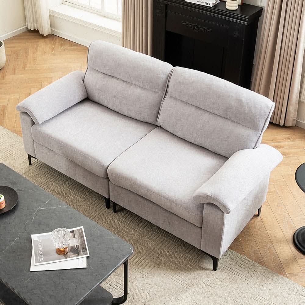 Chenille Sofa with Gold Plated Feet and Sturdy Metal Legs