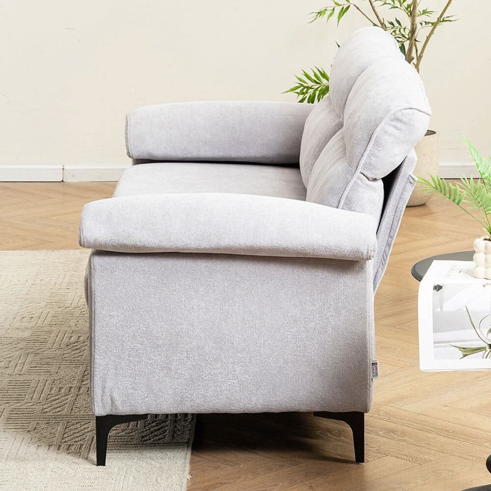 Chenille Sofa with Gold Plated Feet and Sturdy Metal Legs
