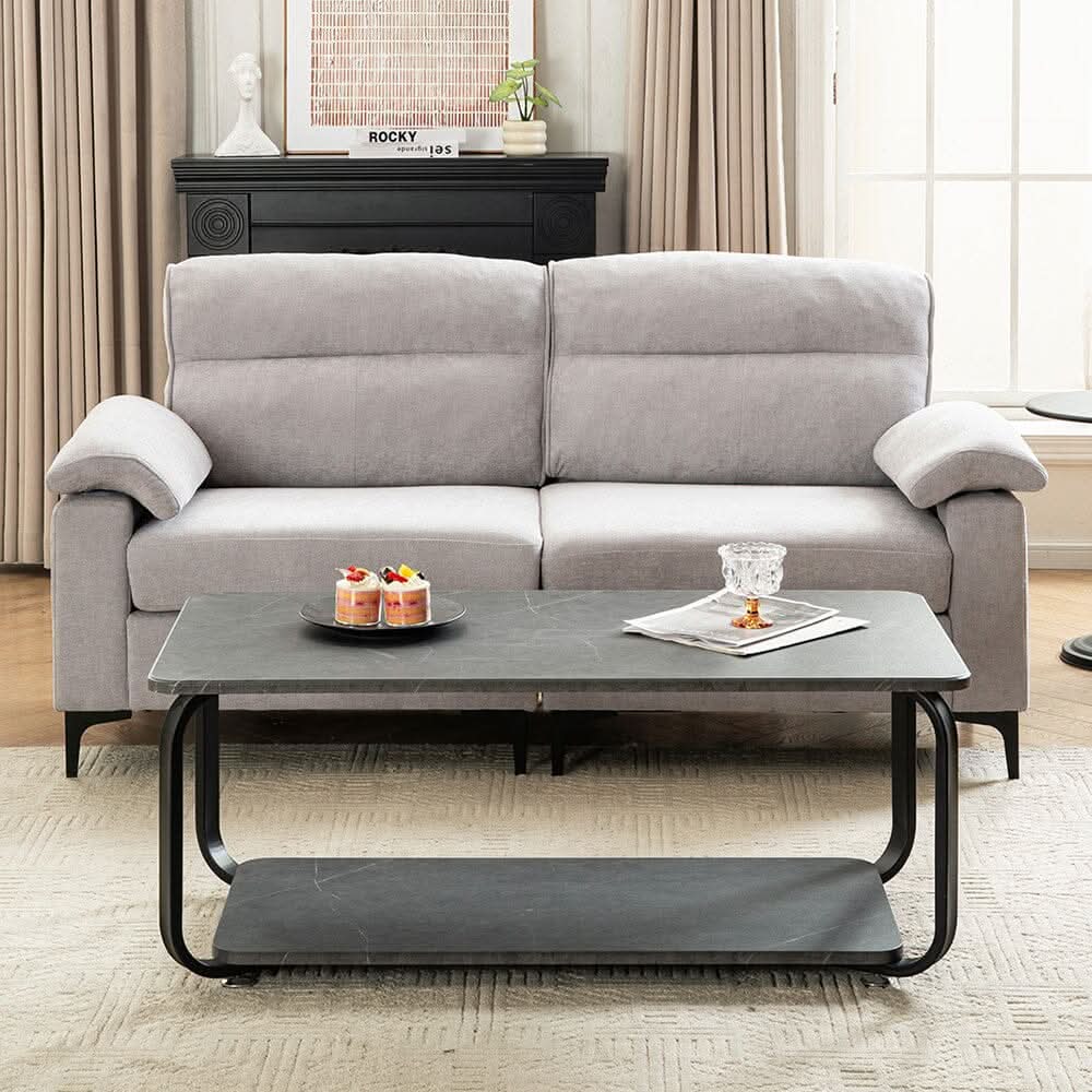 Chenille Sofa with Gold Plated Feet and Sturdy Metal Legs