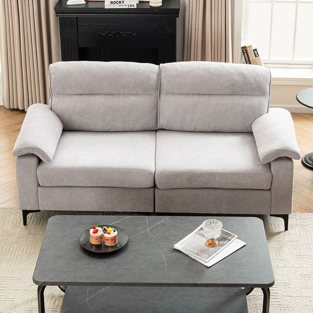 Chenille Sofa with Gold Plated Feet and Sturdy Metal Legs