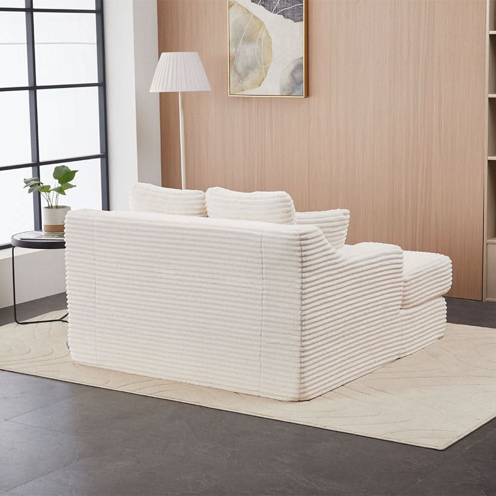 Convertible Sofa Bed with Corduroy Upholstery Cup Holder and Cushions