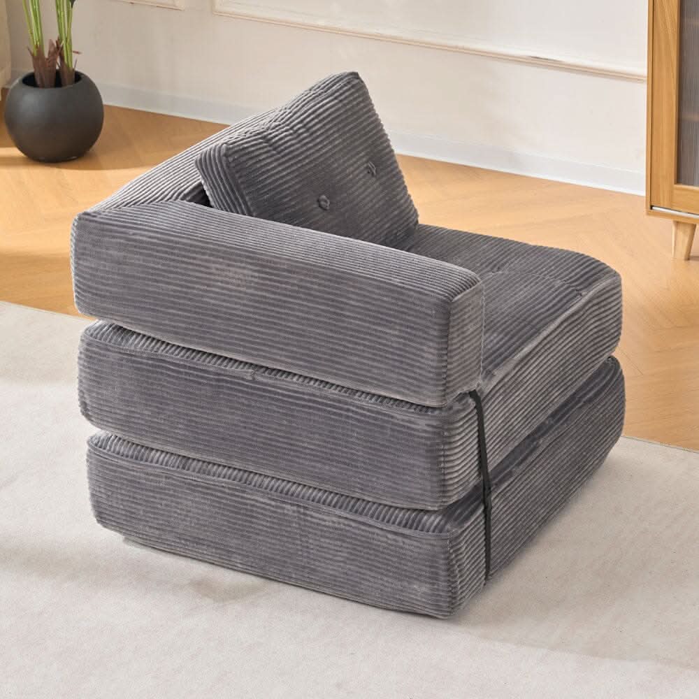 Corduroy Accent Chair with Tufted Design and Adjustable Buckle
