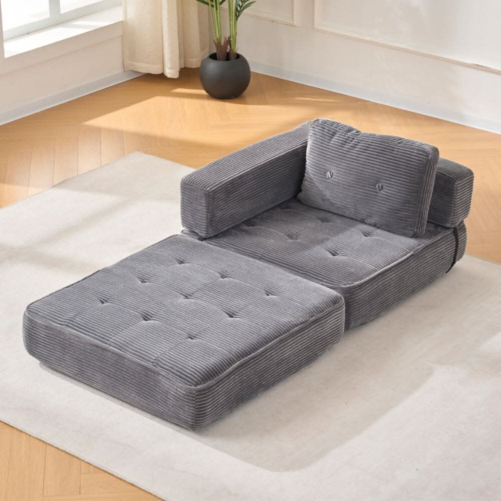 Corduroy Accent Chair with Tufted Design and Adjustable Buckle