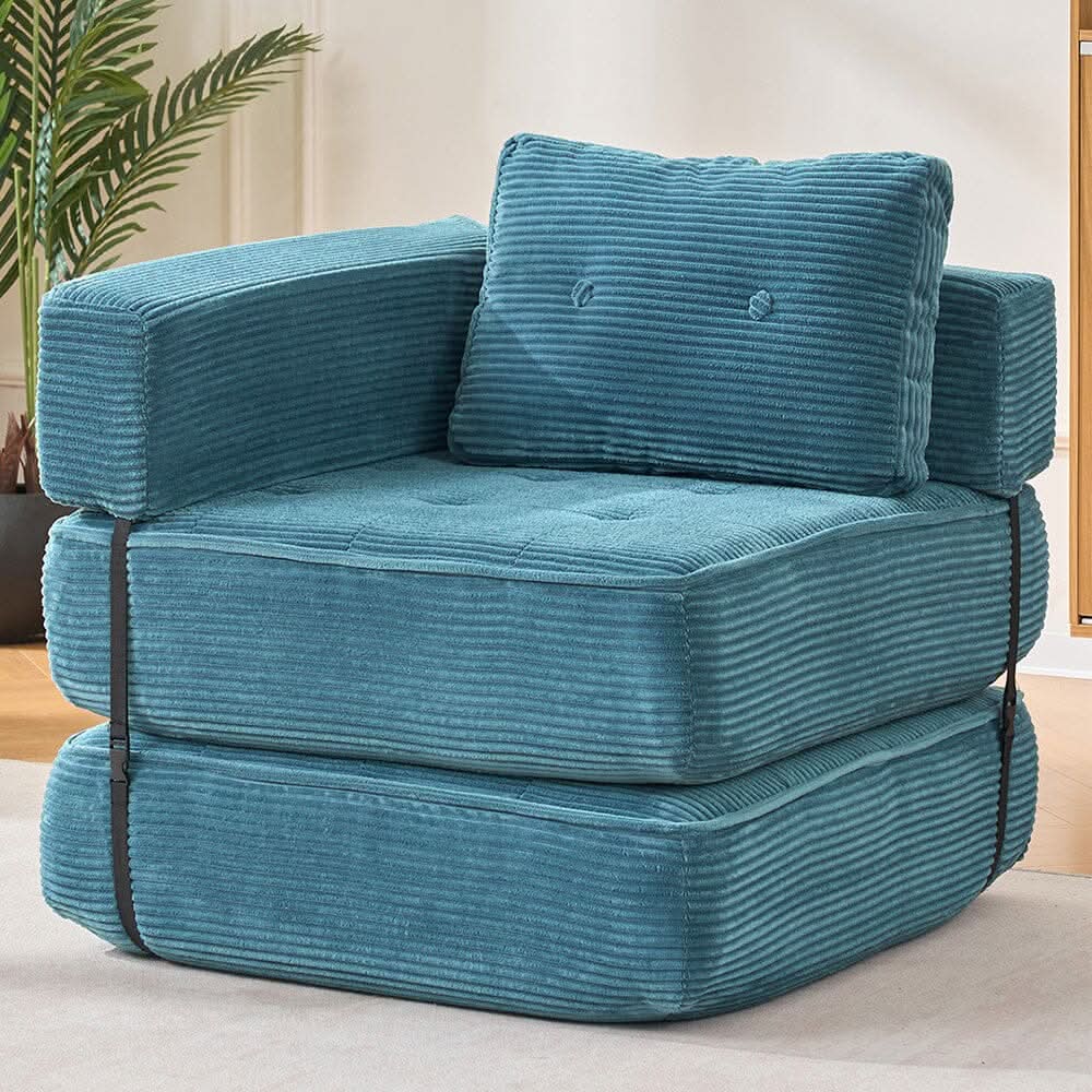 Corduroy Accent Chair with Tufted Design and Adjustable Buckle