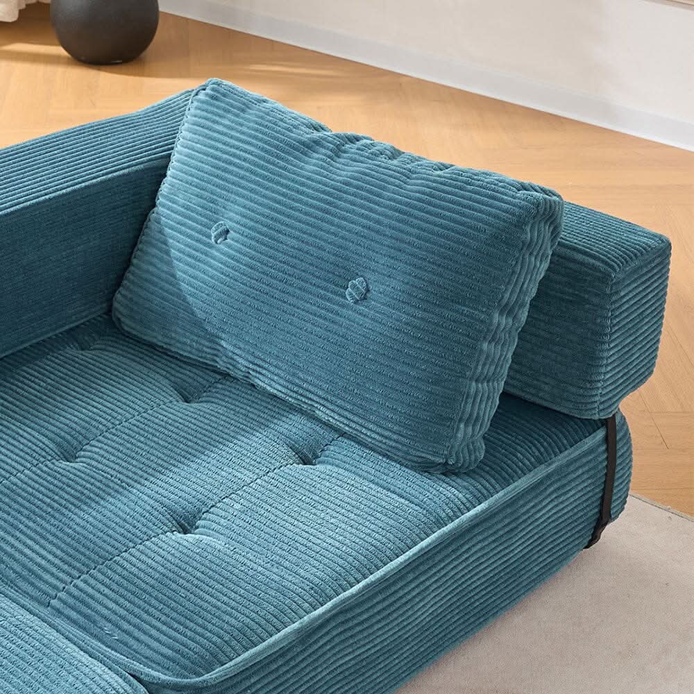 Corduroy Accent Chair with Tufted Design and Adjustable Buckle
