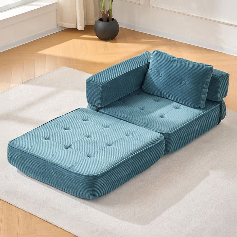 Corduroy Accent Chair with Tufted Design and Adjustable Buckle