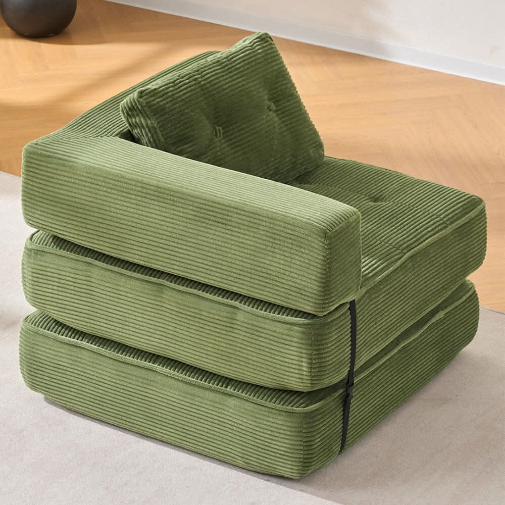Corduroy Accent Chair with Tufted Design and Adjustable Buckle
