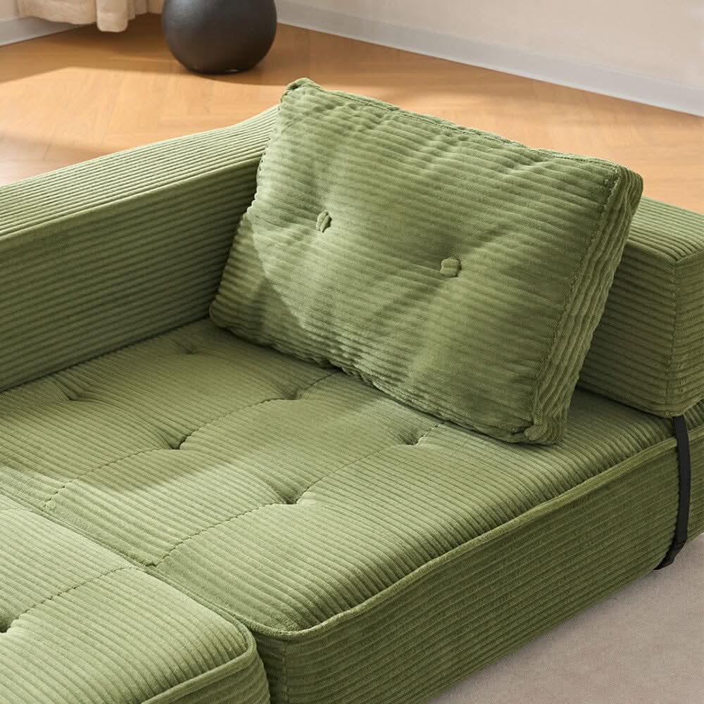 Corduroy Accent Chair with Tufted Design and Adjustable Buckle