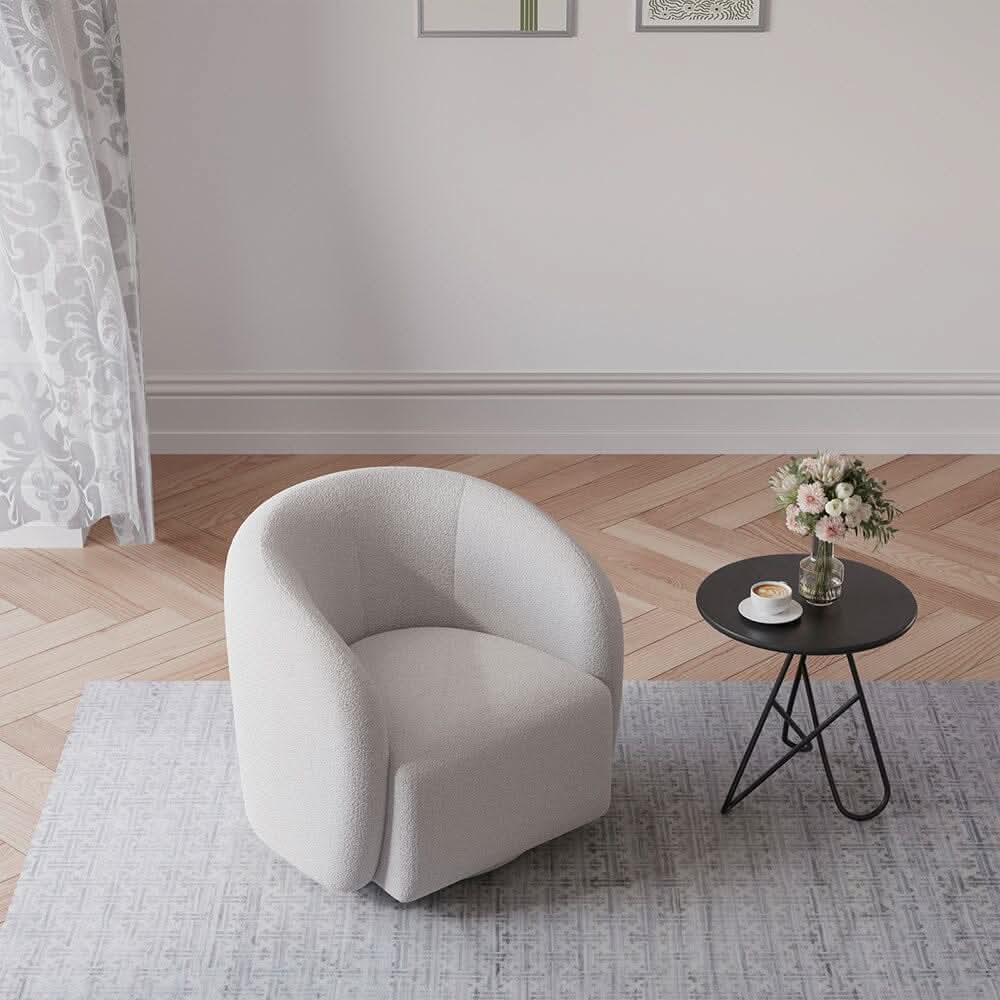 Curved Teddy Fleece Swivel Accent Chair
