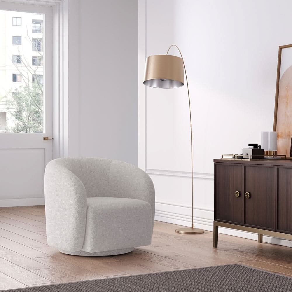 Curved Teddy Fleece Swivel Accent Chair