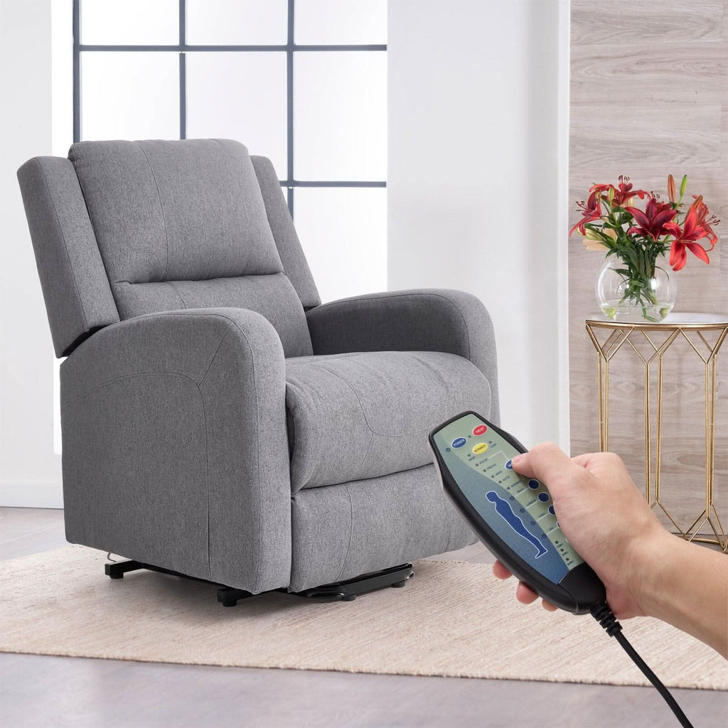 Single Power Sofa Heated Massage Lift 140° Recline 7 Frame Dual Fabric