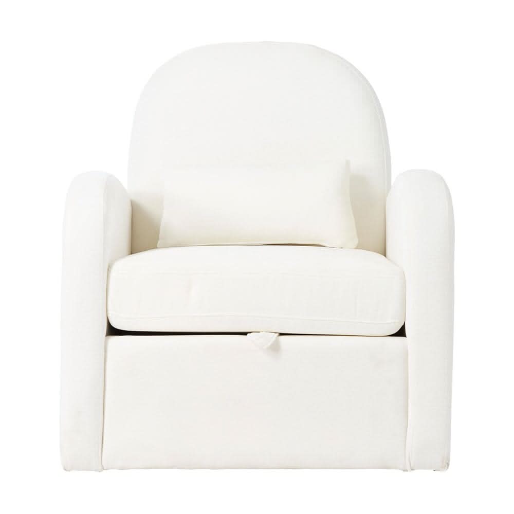 Single Storage Leisure Chair 110° Backrest Cream Chenille 360 Swivel Base