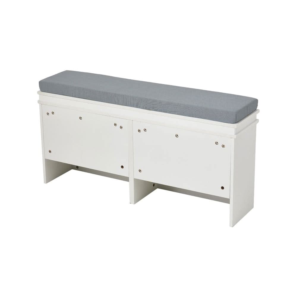 White 2-Door Shoe Storage Bench With Padded Seat British Hallway Organiser