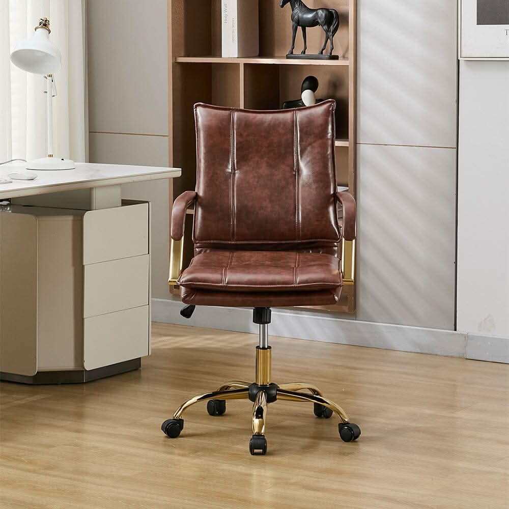 Modern Mid-Back Office Chair with Gold Frame