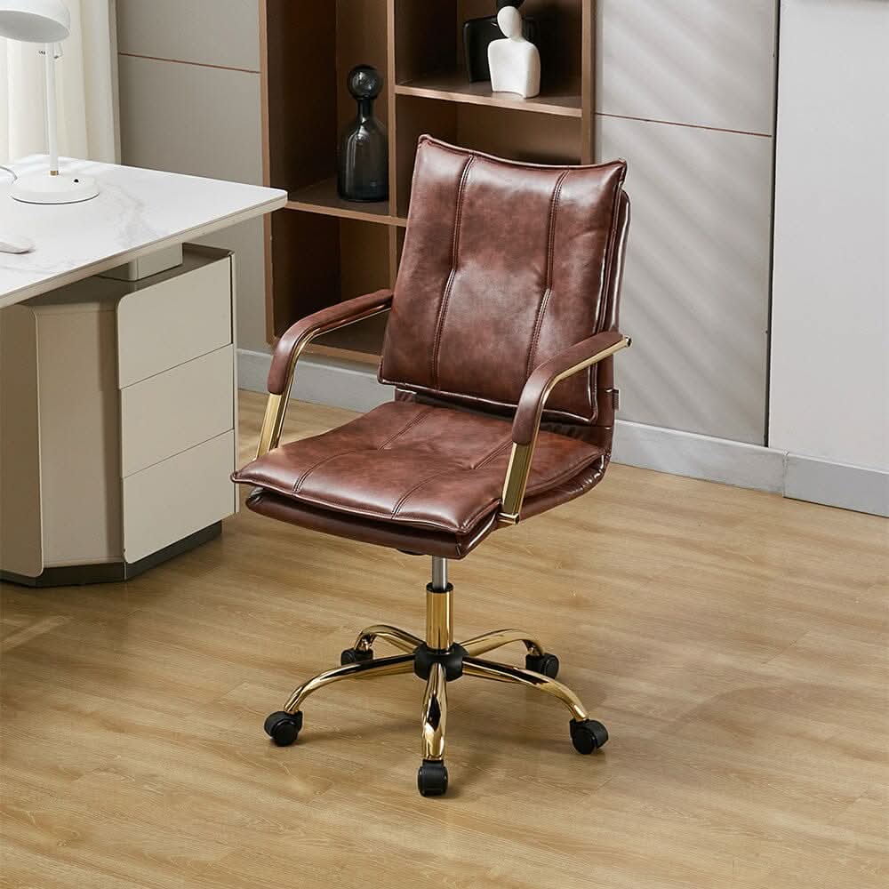 Modern Mid-Back Office Chair with Gold Frame
