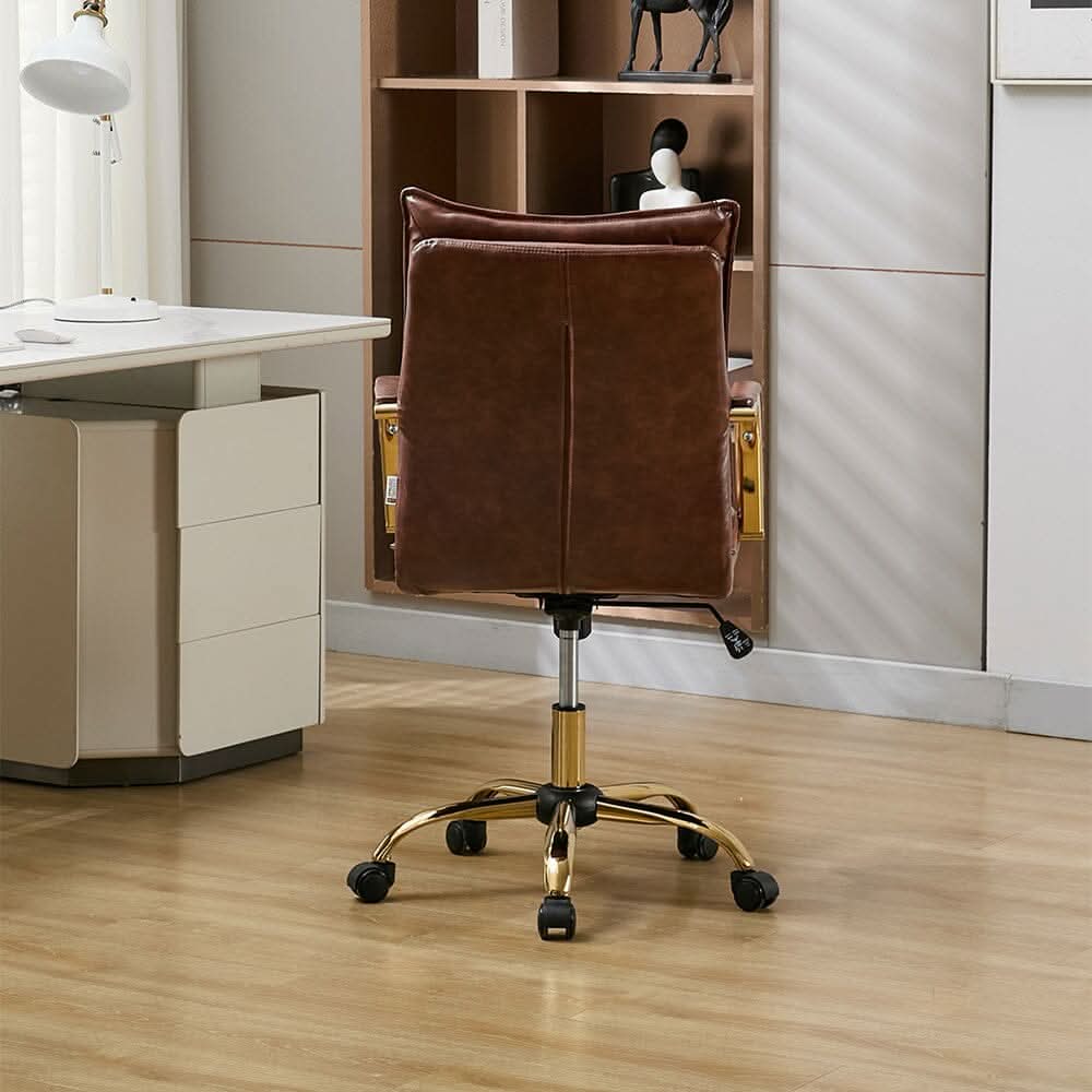 Modern Mid-Back Office Chair with Gold Frame