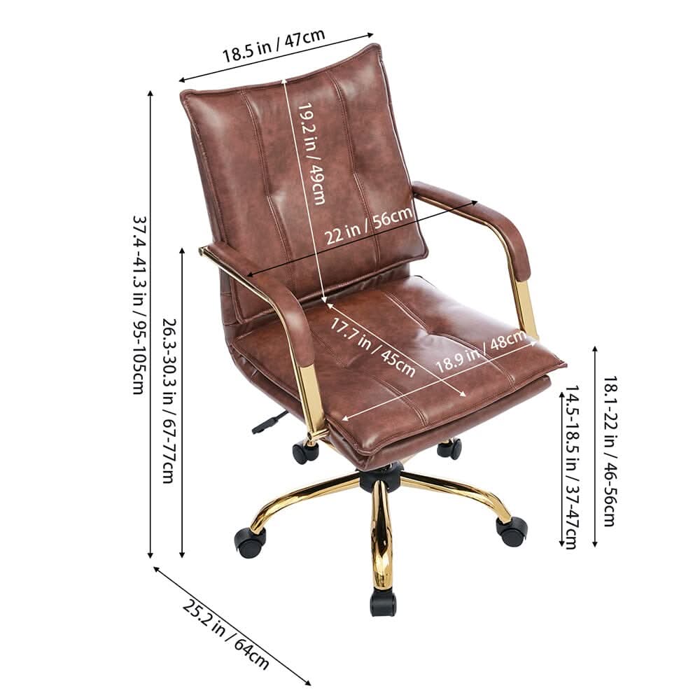 Modern Mid-Back Office Chair with Gold Frame