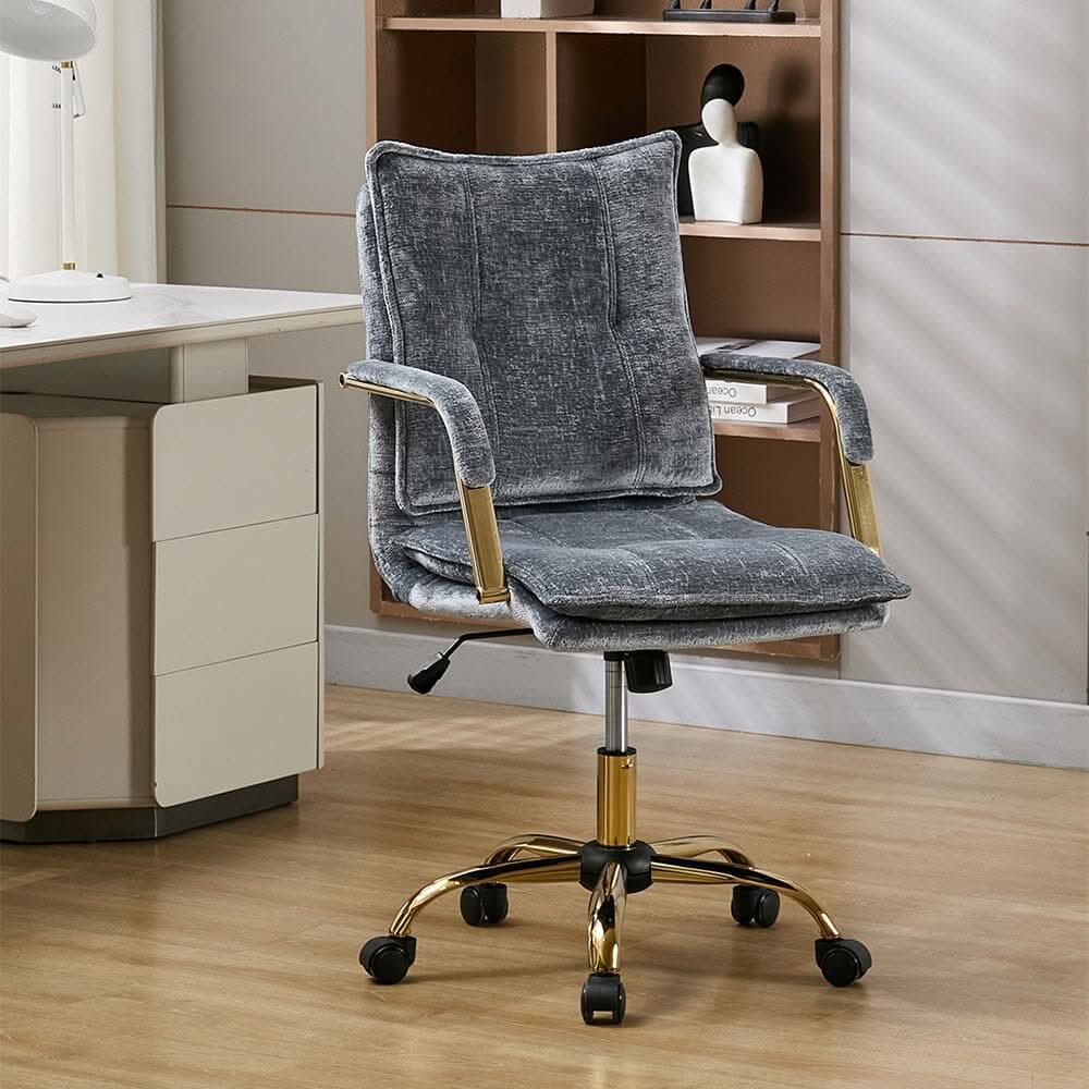 Modern Mid-Back Office Chair with Gold Frame