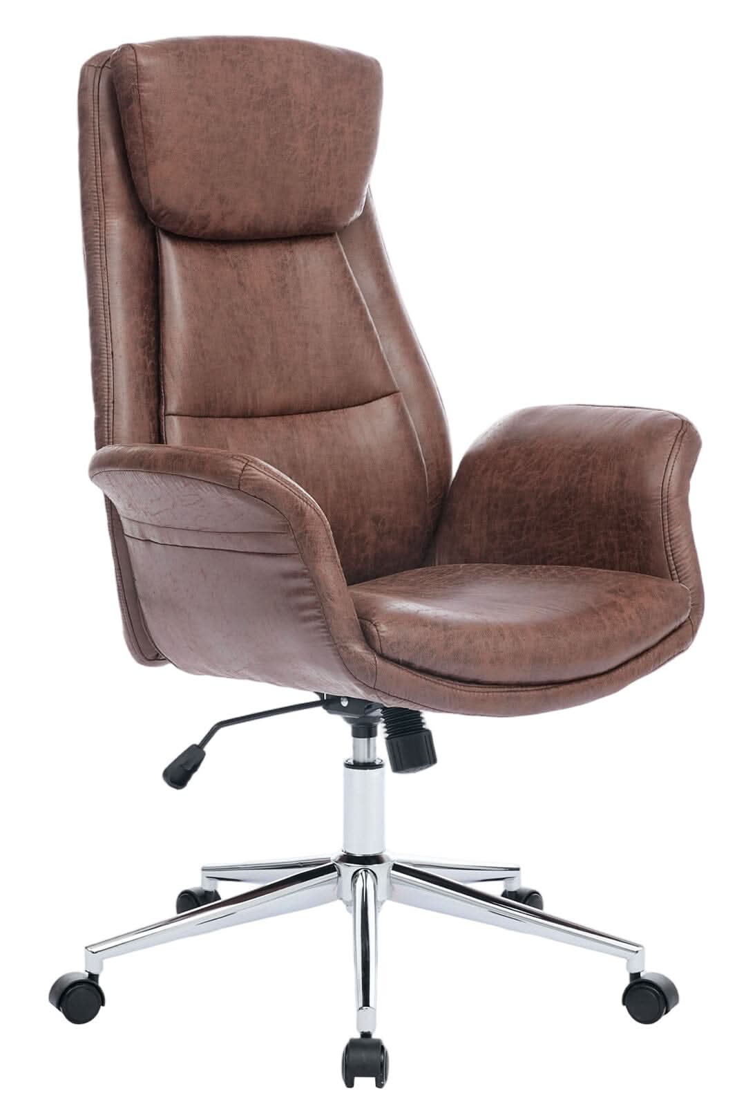 Retro PU Leather Executive Office Chair with Chrome Base