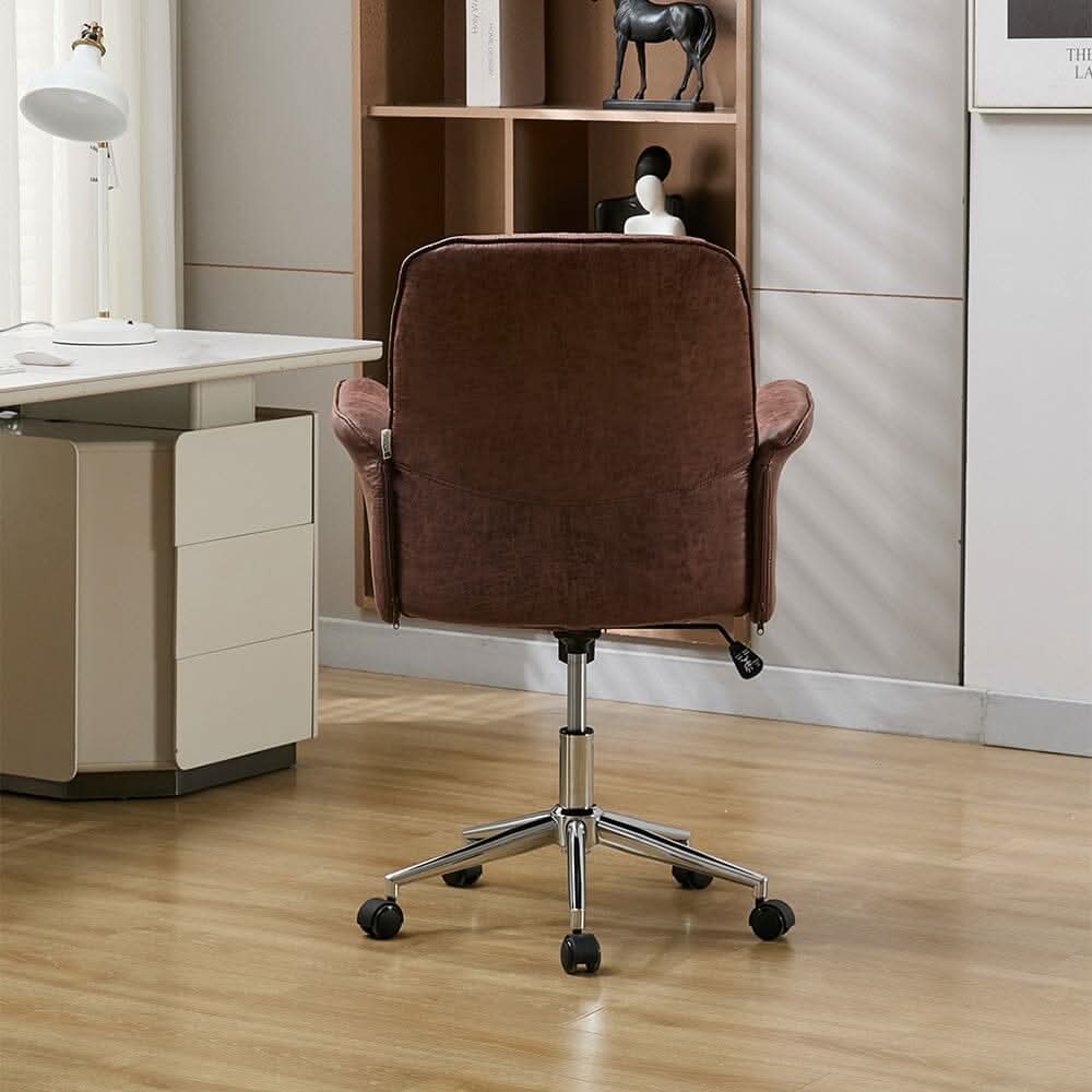 Mid-Back Office Chair with Chrome Base (Retro PU Leather / Chenille)