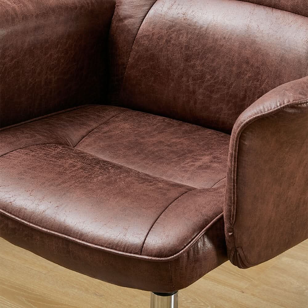 Mid-Back Office Chair with Chrome Base (Retro PU Leather / Chenille)