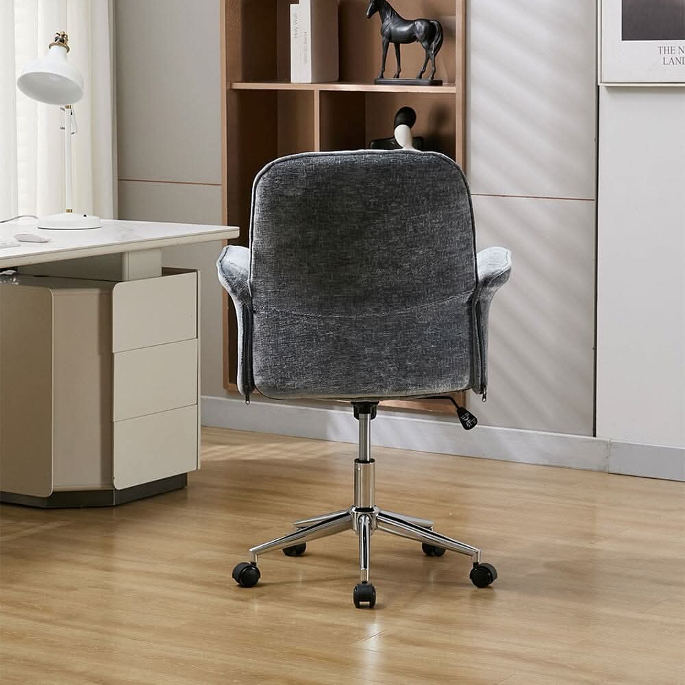 Mid-Back Office Chair with Chrome Base (Retro PU Leather / Chenille)