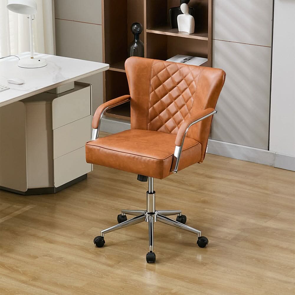 Diamond Tufted Office Chair with Chrome Arms