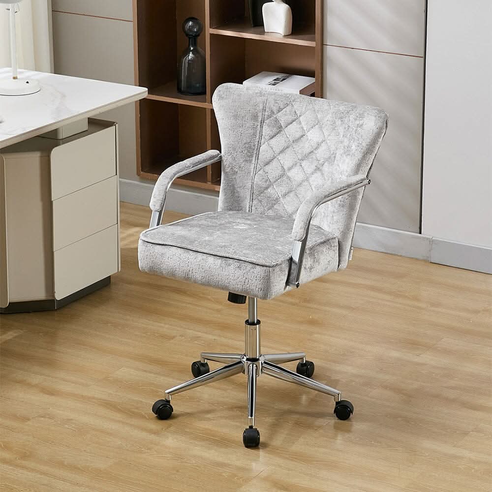 Diamond Tufted Office Chair with Chrome Arms