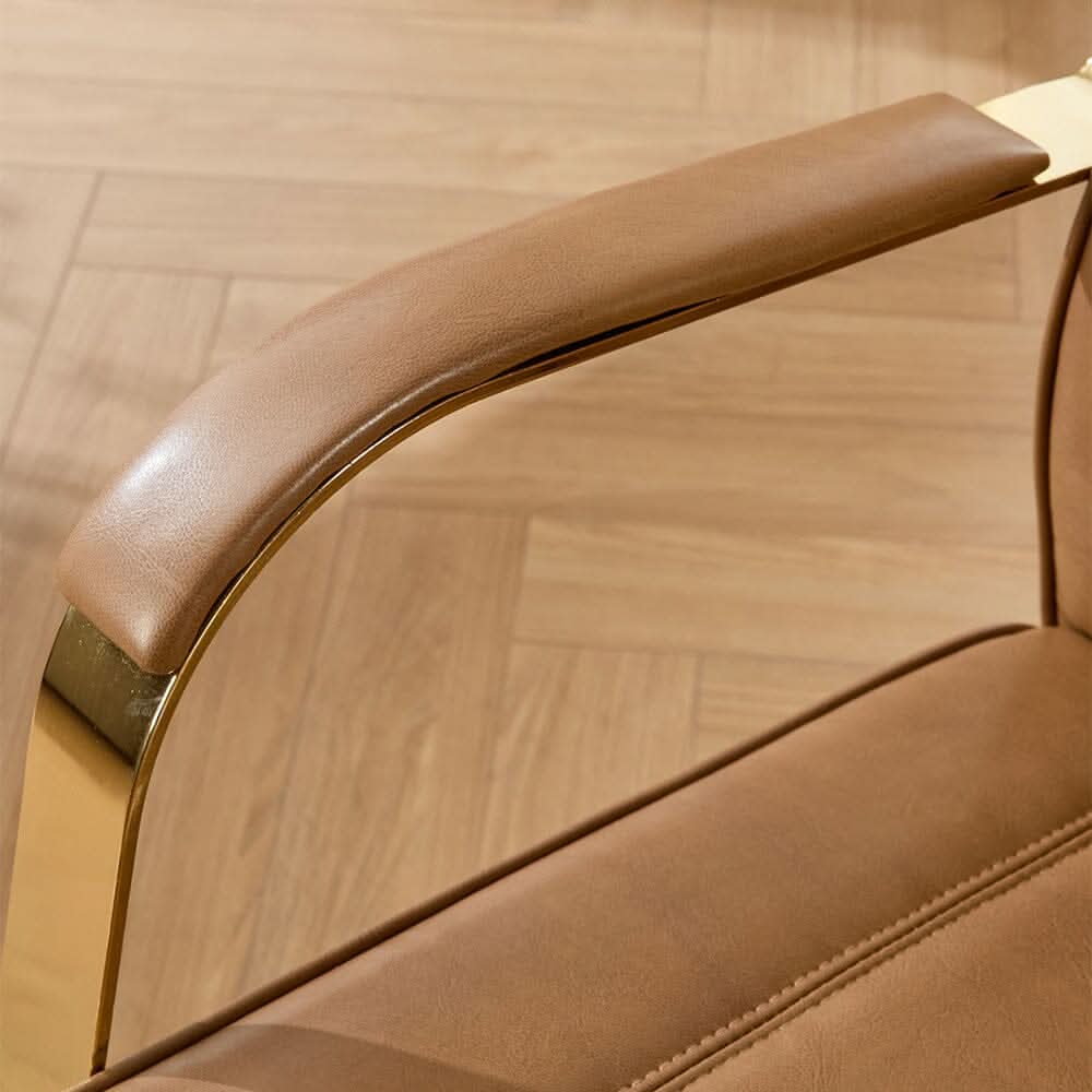 Vertical Stitched PU Office Chair with Gold Frame