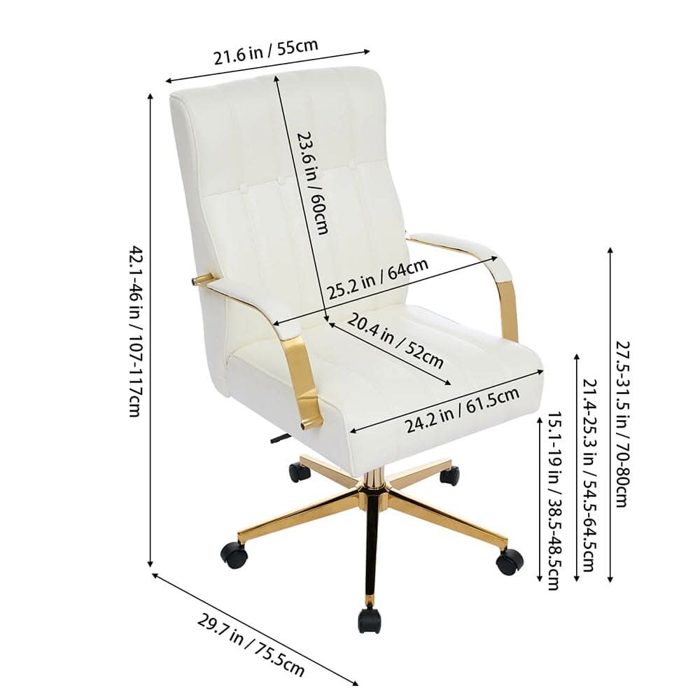 Vertical Stitched PU Office Chair with Gold Frame