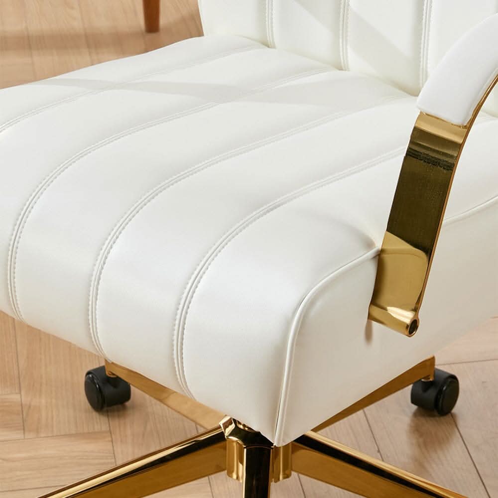 Vertical Stitched PU Office Chair with Gold Frame