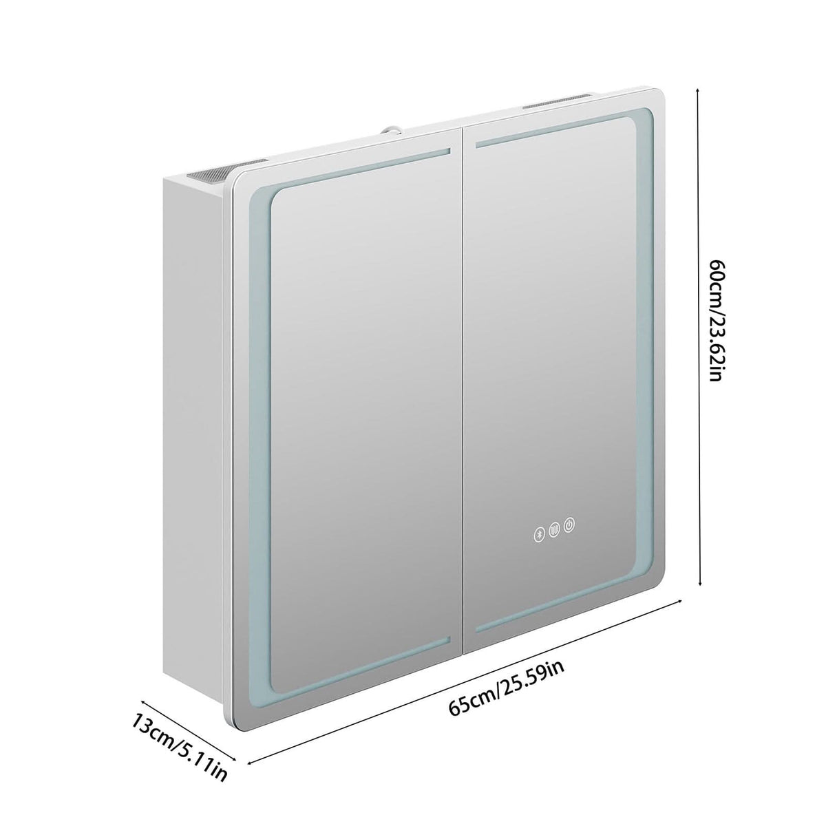 50x70cm / 65x60cm LED Bathroom Mirror Cabinet with Bluetooth & Fog-Free Technology