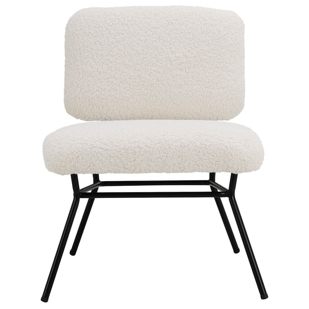 H 80cm Faux Wool Cocktail Chair Metal Frame Occasional Chair
