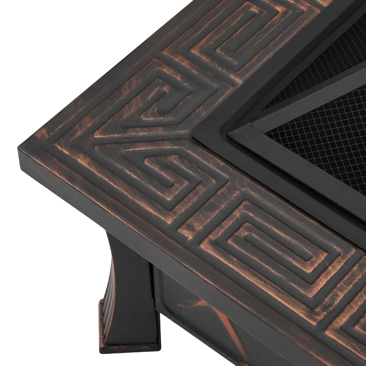 80cm Vintage-Style Outdoor Fire Pit & BBQ Grill | Square Fire Bowl for Garden & Camping