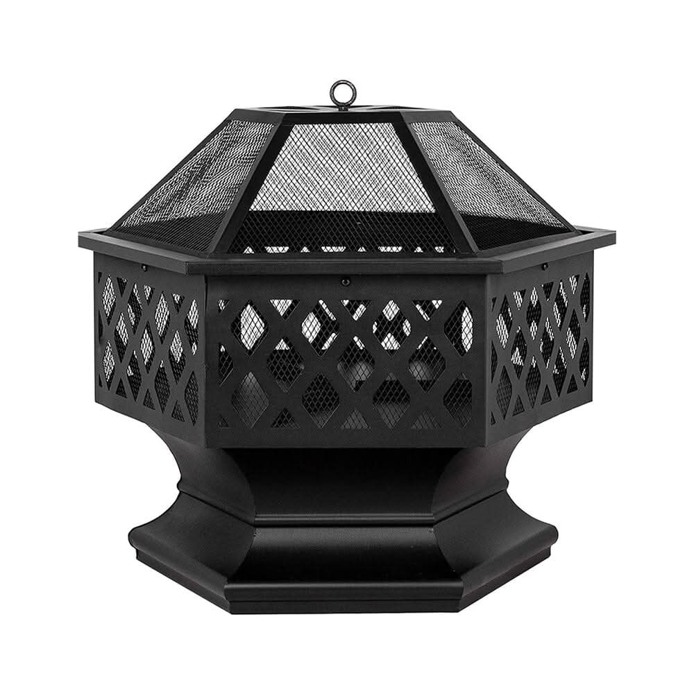 70cm Hexagonal Outdoor Fire Pit & BBQ Grill