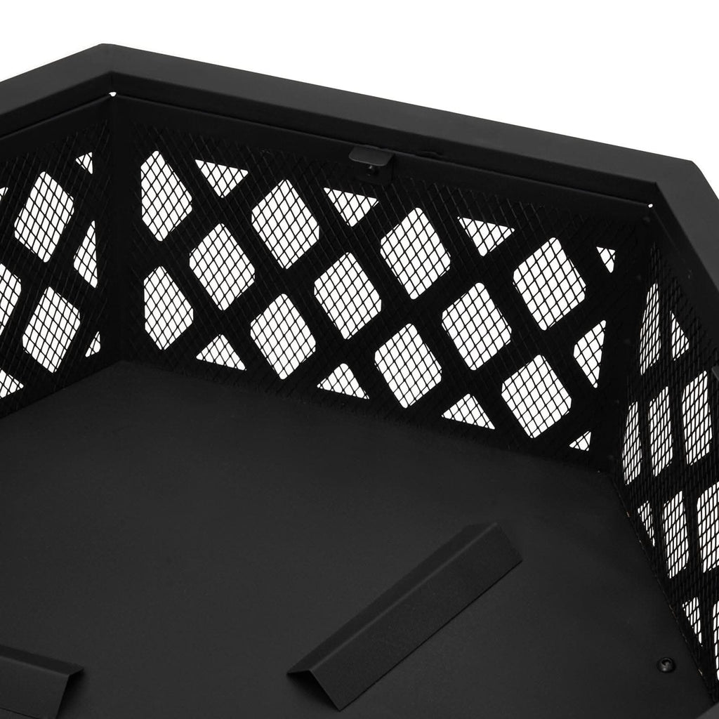 70cm Hexagonal Outdoor Fire Pit & BBQ Grill