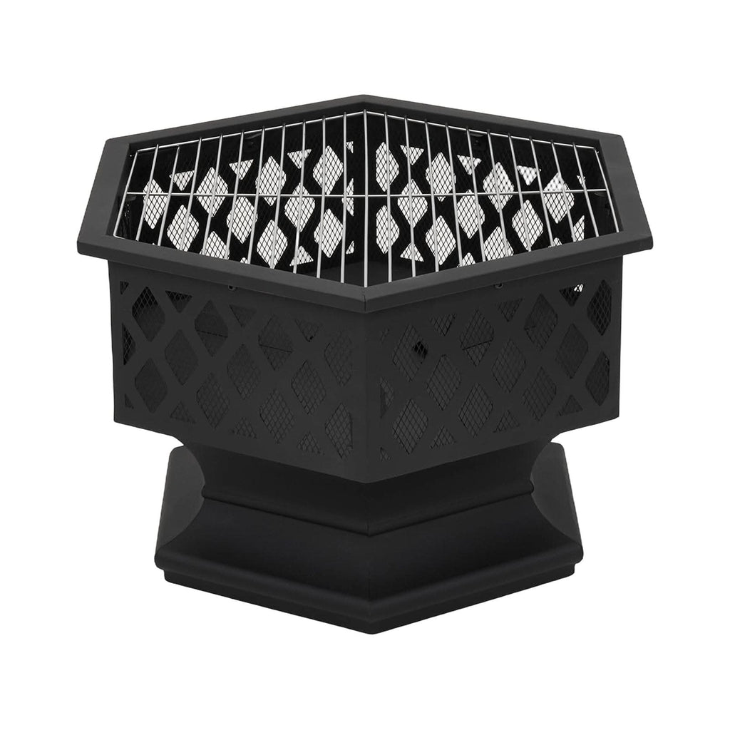 70cm Hexagonal Outdoor Fire Pit & BBQ Grill