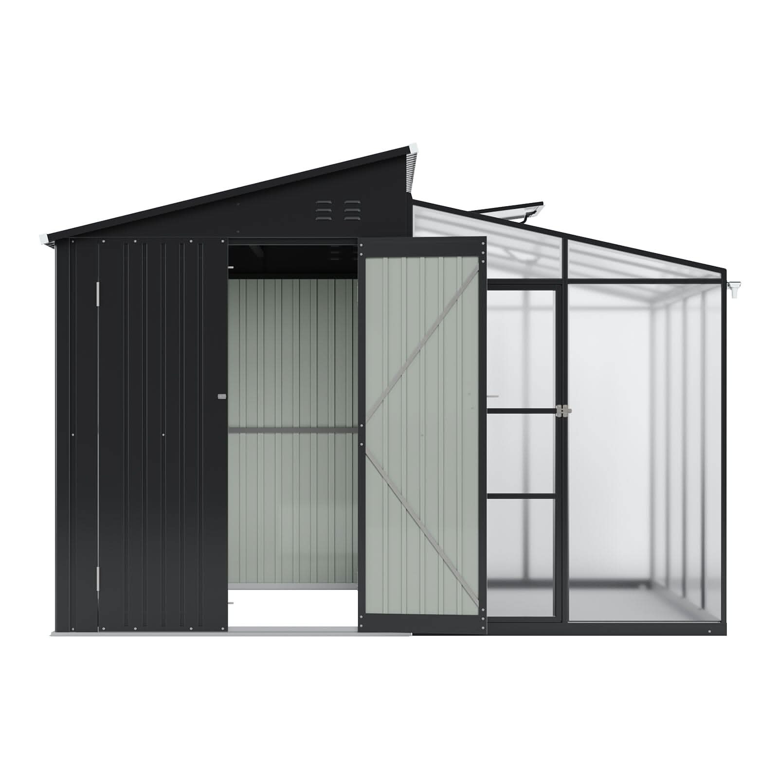 Metal Garden Shed & Greenhouse Combo with Acrylic Panels