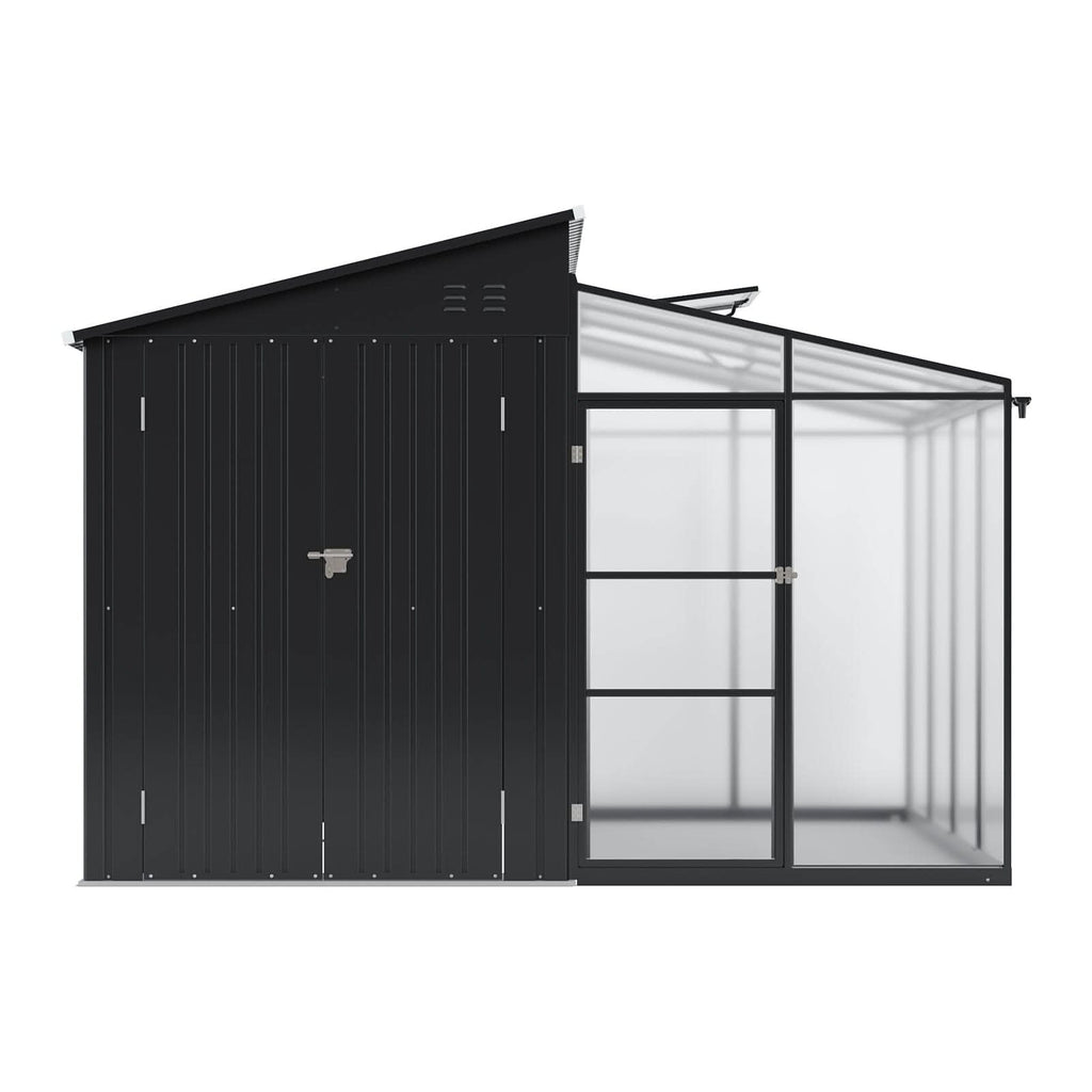 Metal Garden Shed & Greenhouse Combo with Acrylic Panels